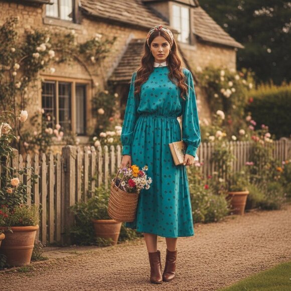Vintage Dresses & Skirts - VINTAGE | MADE IN HONG KONG SILK LONG SLEEVE DRESS